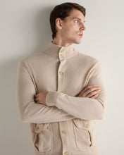 Load image into Gallery viewer, N.Peal Men's Knitted Cashmere Bomber Jacket Ecru White