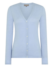 Load image into Gallery viewer, N.Peal Women's Mia Superfine Cashmere V Neck Cardigan Pale Blue