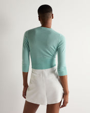 Load image into Gallery viewer, N.Peal Women's Darcie Superfine Cashmere Cropped Cardigan Mint Green
