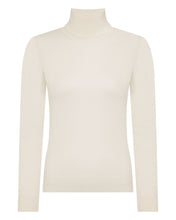 Load image into Gallery viewer, N.Peal Women's Margot Superfine Cashmere Roll Neck Jumper New Ivory White