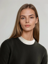 Load image into Gallery viewer, N.Peal Women's Evie Classic Round Neck Cashmere Jumper Arabica Khaki Green