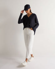 Load image into Gallery viewer, N.Peal Women's Maya Metal Trim Cashmere Hoodie Navy Blue