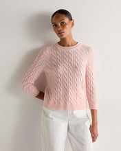 Load image into Gallery viewer, N.Peal Women's Emilia Cable Round Neck Cashmere Jumper Blossom Pink