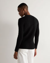 Load image into Gallery viewer, N.Peal Women's Clara Cable V Neck Cashmere Cardigan Black