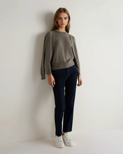 Load image into Gallery viewer, N.Peal Women's Woven Ruffle Cashmere Jumper Vintage Khaki Green