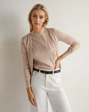 Load image into Gallery viewer, N.Peal Women's Cotton Cashmere Cardigan Sandstone Brown