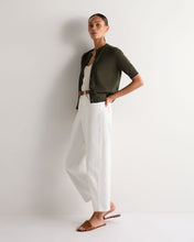 Load image into Gallery viewer, N.Peal Women's Cotton Cashmere Short Sleeve Cardigan Arabica Khaki Green