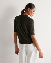 Load image into Gallery viewer, N.Peal Women's Cotton Cashmere Short Sleeve Cardigan Arabica Khaki Green