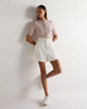 Load image into Gallery viewer, N.Peal Women's Cotton Cashmere Short Sleeve Cardigan Dune Pink