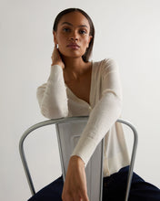 Load image into Gallery viewer, N.Peal Women's Superfine Cashmere V Neck Cardigan New Ivory White
