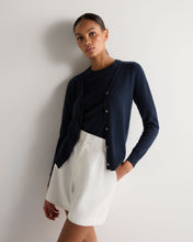 Load image into Gallery viewer, N.Peal Women's Lara V Neck Cashmere Cardigan Indigo Blue