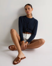 Load image into Gallery viewer, N.Peal Women's Lara V Neck Cashmere Cardigan Indigo Blue