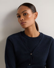 Load image into Gallery viewer, N.Peal Women's Lara V Neck Cashmere Cardigan Indigo Blue