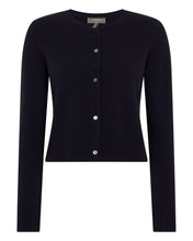 Load image into Gallery viewer, N.Peal Women's Chunky Crop Cashmere Cardigan Navy Blue