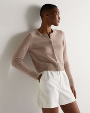 Load image into Gallery viewer, N.Peal Women's Chunky Crop Cashmere Cardigan Oatmeal Brown