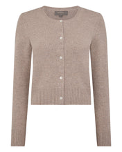 Load image into Gallery viewer, N.Peal Women's Chunky Crop Cashmere Cardigan Oatmeal Brown