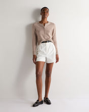 Load image into Gallery viewer, N.Peal Women's Chunky Crop Cashmere Cardigan Oatmeal Brown