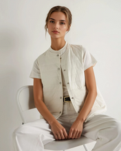 Load image into Gallery viewer, N.Peal Women's Ultra Lightweight Cotton Blend Gilet New Ivory White
