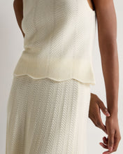 Load image into Gallery viewer, N.Peal Women's Chevron Stitch Cashmere Tank Top New Ivory White