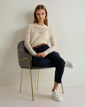 Load image into Gallery viewer, N.Peal Women's Open Stitch Linen Blend Jumper New Ivory White