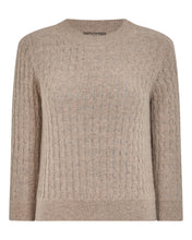 Load image into Gallery viewer, N.Peal Women's Moving Rib Cashmere Jumper Oatmeal Brown