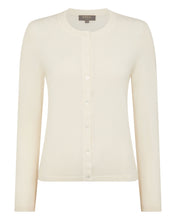 Load image into Gallery viewer, N.Peal Women's Hallie Round Neck Cashmere Cardigan New Ivory White