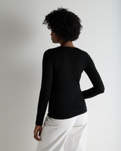 Load image into Gallery viewer, N.Peal Women's Eden Superfine Cashmere Round Neck Top Black