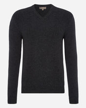 Load image into Gallery viewer, N.Peal Men's Burlington V Neck Cashmere Jumper Dark Charcoal Grey