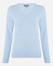 Load image into Gallery viewer, N.Peal Women's Phoebe V Neck Cashmere Jumper Cornflower Blue