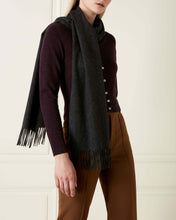Load image into Gallery viewer, Large Woven Cashmere Scarf Dark Charcoal Grey
