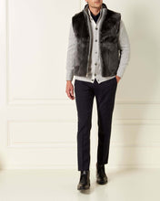Load image into Gallery viewer, N.Peal Men's Fur Lined Gilet Fumo Grey Dark Grey