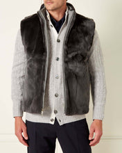 Load image into Gallery viewer, N.Peal Men's Fur Lined Gilet Fumo Grey Dark Grey