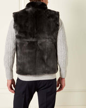Load image into Gallery viewer, N.Peal Men's Fur Lined Gilet Fumo Grey Dark Grey