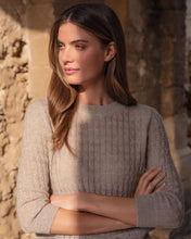 Load image into Gallery viewer, N.Peal Women's Moving Rib Cashmere Jumper Oatmeal Brown

