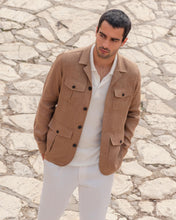 Load image into Gallery viewer, N.Peal Men's Safari Linen Jacket Tan Brown
