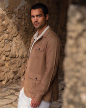 Load image into Gallery viewer, N.Peal Men's Safari Linen Jacket Tan Brown

