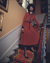 Load image into Gallery viewer, N.Peal Women&#39;s Lattice Knit Dress Amber Orange
