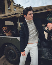 Load image into Gallery viewer, N.Peal Men&#39;s Collared Milano Cashmere Jacket Navy Blue
