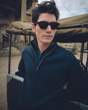 Load image into Gallery viewer, N.Peal Men&#39;s Two Tone Full Zip Cashmere Jumper Navy Blue
