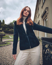 Load image into Gallery viewer, N.Peal Women&#39;s Shearling Ribbed Cashmere Jacket Navy Blue
