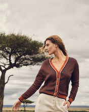 Load image into Gallery viewer, N.Peal Women&#39;s Jacquard Knit Cardigan Orange
