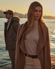 Load image into Gallery viewer, N.Peal Women&#39;s Shawl Collar Cashmere Coat Sahara Brown
