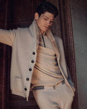 Load image into Gallery viewer, N.Peal Men&#39;s Fur Lined Shawl Cashmere Cardigan Heather Beige Brown
