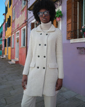 Load image into Gallery viewer, N.Peal Women&#39;s Basketweave Double Breasted Cashmere Coat Pebble Grey
