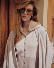 Load image into Gallery viewer, N.Peal Women&#39;s Herringbone Cashmere Cardigan Sand Brown

