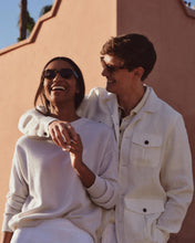 Load image into Gallery viewer, N.Peal Women&#39;s Metal Trim Round Neck Jumper Ivory White Sparkle
