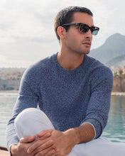 Load image into Gallery viewer, N.Peal Men's Marl Cotton Cashmere Sweatshirt Blue Marl
