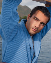 Load image into Gallery viewer, N.Peal Men's Kensington Cashmere Cardigan Provence Blue
