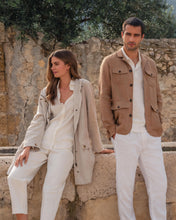 Load image into Gallery viewer, N.Peal Women's Salina Linen Jacket Oatmeal Brown

