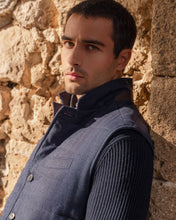 Load image into Gallery viewer, N.Peal Men's Fisherman Rib Half Zip Cotton Blend Jumper Navy Blue

